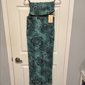 Floral Green Strapless Dress
